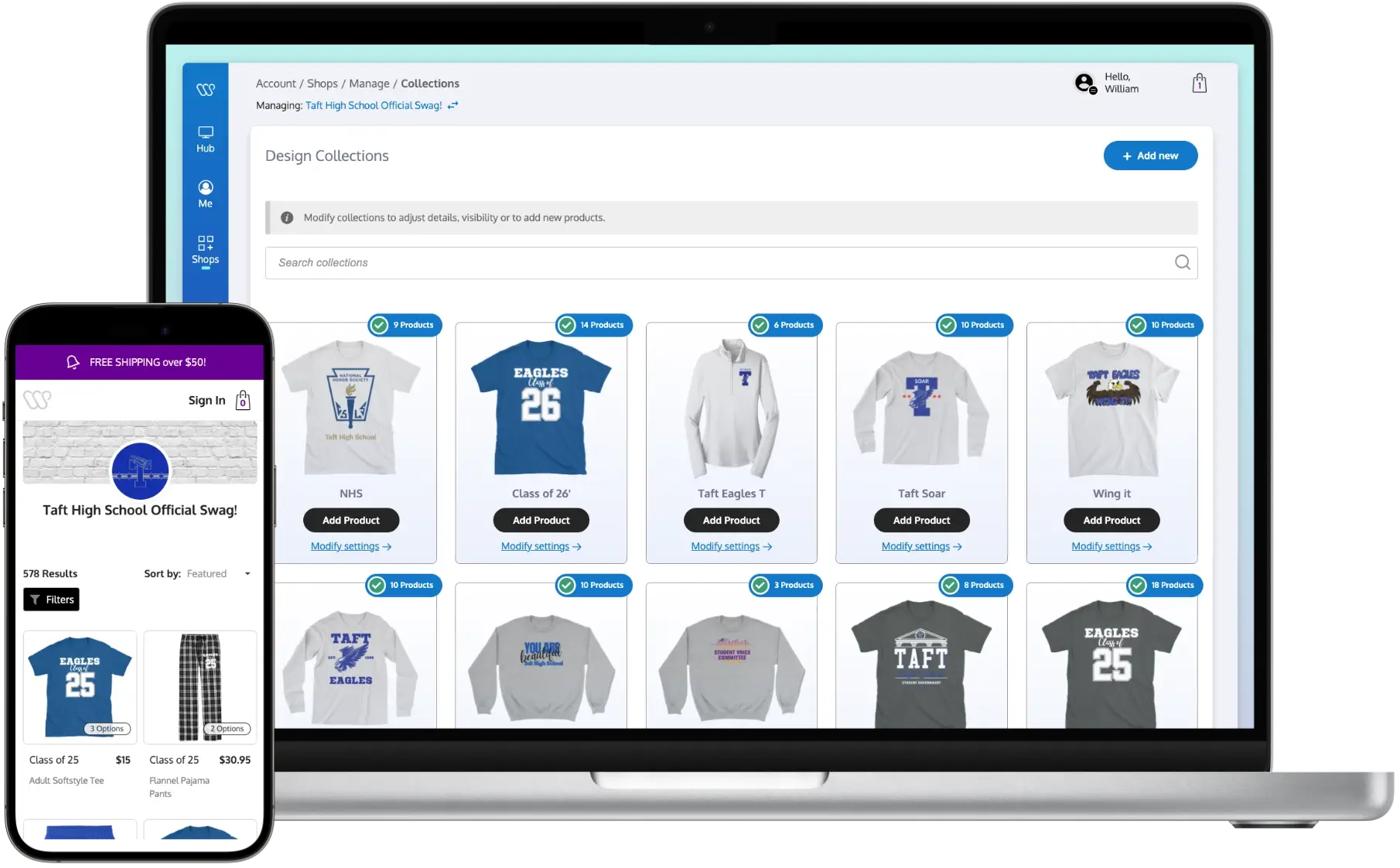 a laptop and phone showing a live WAMI shop